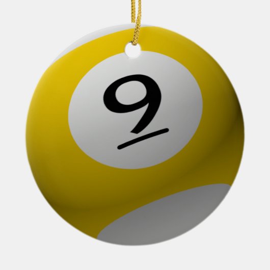 BILLIARD BALL CHRISTMAS ORNAMENT 9 (NINE) GEEL/ (Voorkant)