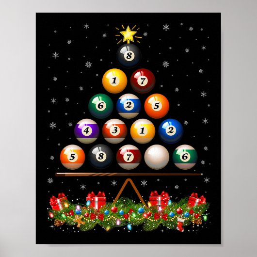Billiard Ball Christmas Tree Lights Ol Billiards X Poster (Voorkant)