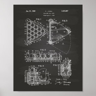 Billiard Ball Rack 1969 Patent Art - Chalkboard Poster