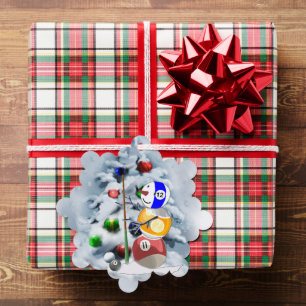 Billiard Ball Snowman Kerstmis Ornament Kaart