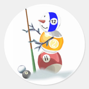 Billiard Ball Snowman Kerstmis Ronde Sticker