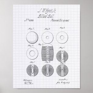 Billiard Balls 1865 Patent Art - Lined Peper Poster