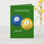 Billiard Balls 21ste verjaardag Kaart (Gele Bloem)
