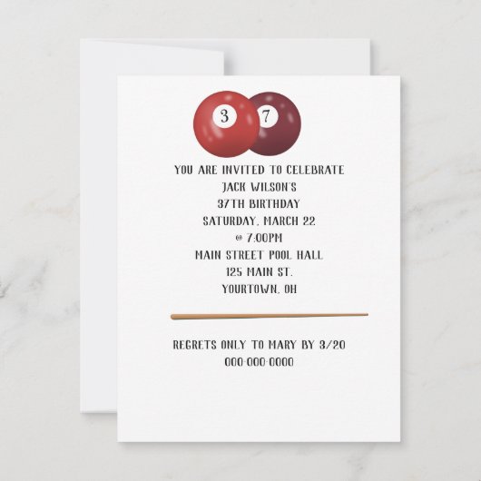 Billiard Balls 37e Invitation anniversaire (Dos)