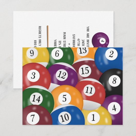 Billiard Balls 47th Birthday Invitation Kaart (Voorkant / Achterkant)