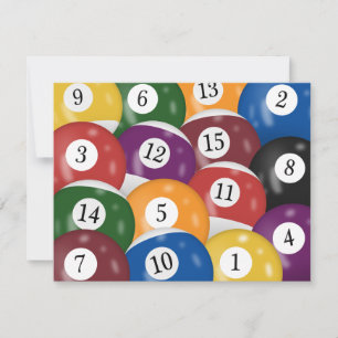 Billiard Balls 50th Birthday Invitation Kaart