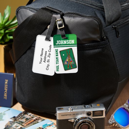 Billiard Balls 🎱 en pool Stick Bagagelabel (Voorkant /achterkant)