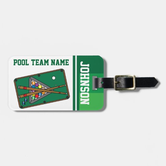 Billiard Balls 🎱 en pool Stick Bagagelabel (Voorkant horizontaal)