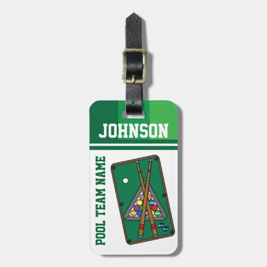 Billiard Balls 🎱 en pool Stick Bagagelabel (Voorkant verticaal)
