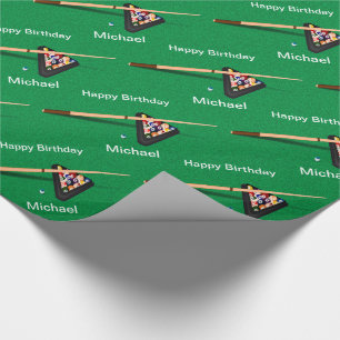 Billiard Balls Pool Stick gepersonaliseerd Birthda Cadeaupapier