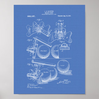 Billiard Bridge 1910 Patent Art - Blauwdruk Poster