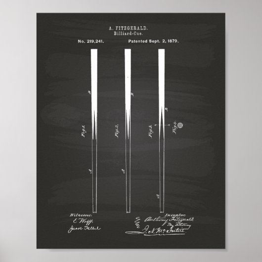 Billiard Cues 1879 Art Brevet - Tableau de bord (Devant)