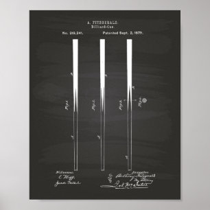 Billiard Cues 1879 Patent Art - Chalkboard Poster