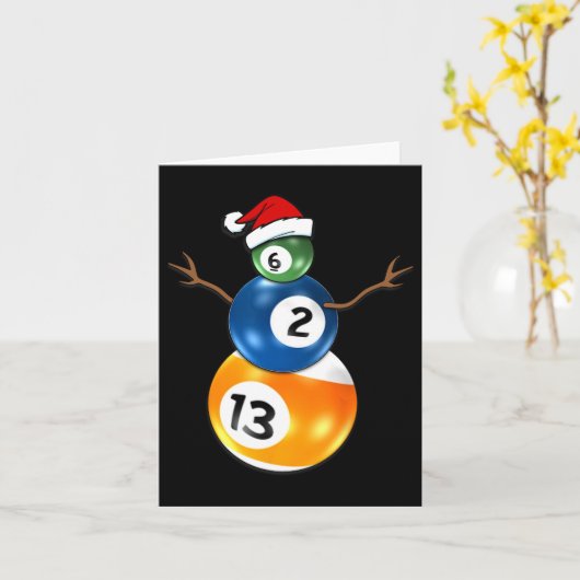 Billiard Kerstsneeuwman Met Pooltafel Kaart (Gele Bloem)