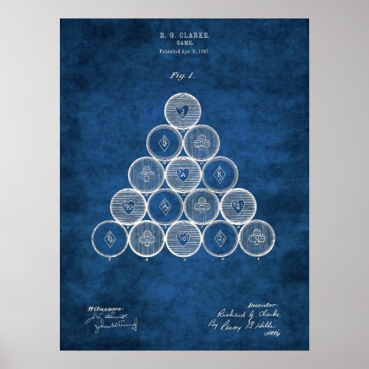 Billiard Patent Art #1 Pool Room Decor Poster (Voorkant)