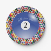 Billiard Pool Balls Solid Nummer twee Papieren Bordje (Voorkant)