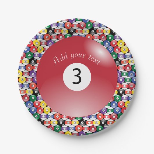 Billiard Pool is vast nummer drie Papieren Bordje (Voorkant)