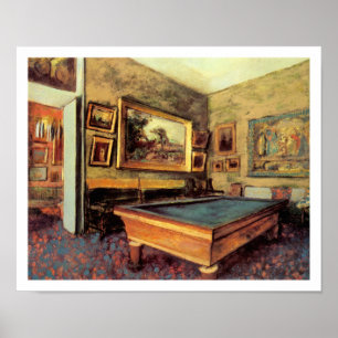 Billiard Room in Meni-Hubert door Degas Poster