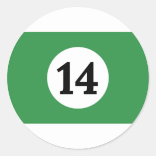 Billiard Stripes Green Ball 14 Ronde Sticker