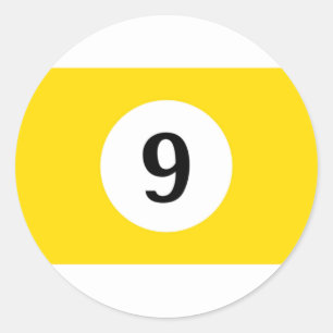 Billiard Stripes Yellow Ball 9 Ronde Sticker