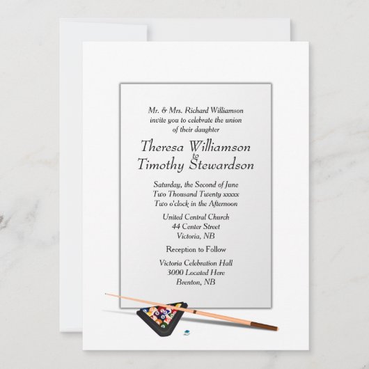 Billiard Thème Faire-part de mariage Mariage blanc (Devant)