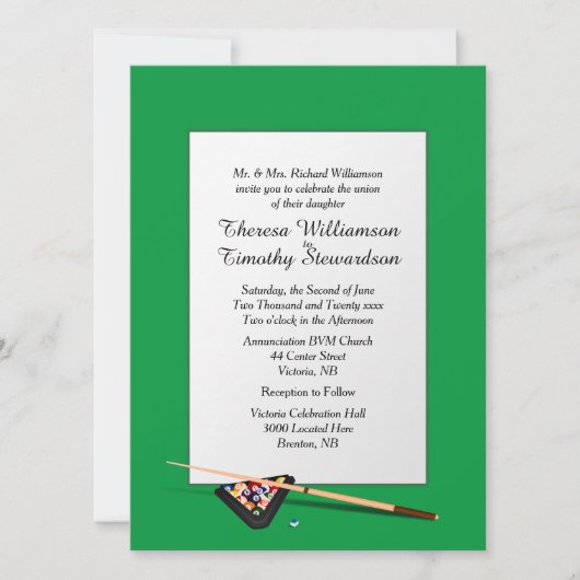 Billiard Theme Weddenschap Kaart (Voorkant)