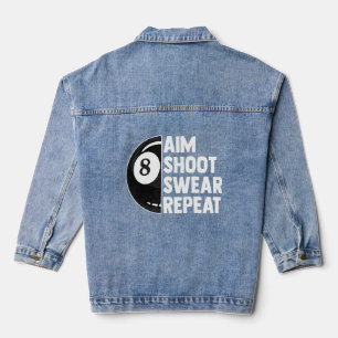 Billiard Tournament 8 Ball Pool Aim Shoot Swear Denim Jacket