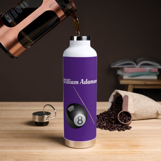 Billiardbal en Keu Personaliseer  Waterfles (Koffie (Gedraaid)  )