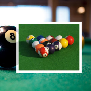 Billiardballen op biljarttafel op ansichtkaart briefkaart