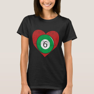 Billiards 6-Ball Heart Love for the Sport Billiard T-shirt