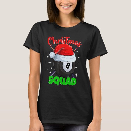 Billiards 8 Ball Christmas Squad Pool Balls Billia T-shirt (Voorkant)