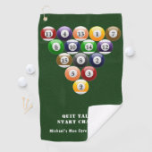 Billiards 8-bits rack met 8-bits ballen game-beeld golfhanddoek (Insitu)