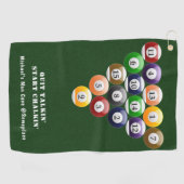 Billiards 8-bits rack met 8-bits ballen game-beeld golfhanddoek (Horizontaal)