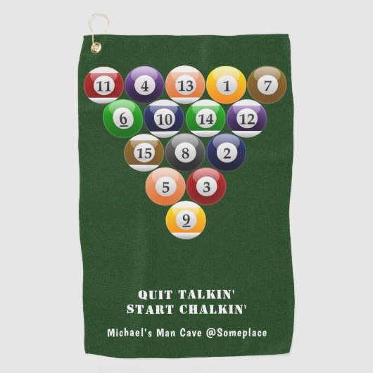 Billiards 8-bits rack met 8-bits ballen game-beeld golfhanddoek (Voorkant)