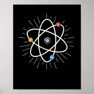 Billiards Atom Funny Science 8-Ball Pool Snooker Poster