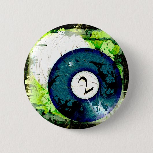 BILLIARDS BALL NUMMER 2 RONDE BUTTON 5,7 CM (Voorkant)
