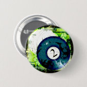 BILLIARDS BALL NUMMER 2 RONDE BUTTON 5,7 CM (Voorkant /achterkant)
