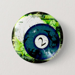 BILLIARDS BALL NUMMER 2 RONDE BUTTON 5,7 CM