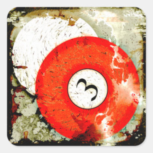 BILLIARDS BALL NUMMER 3 VIERKANTE STICKER