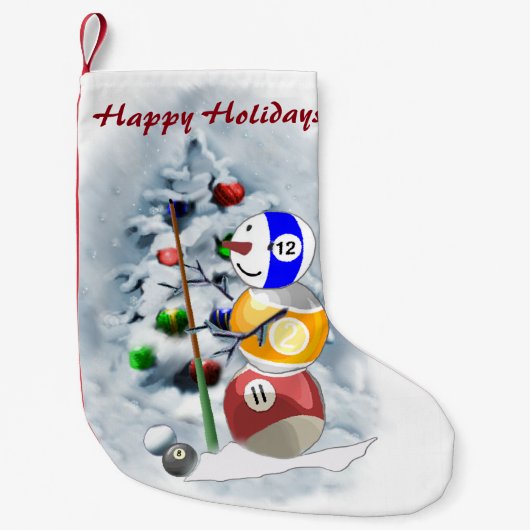 Billiards Ball Snowman Kerstmis Kleine Kerstsok (Voorkant)
