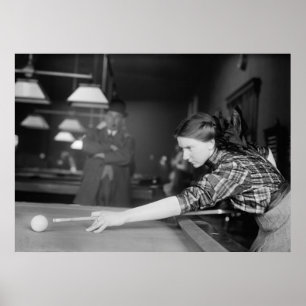 Billiards Champ Martha Clearwater, jaren 1910 Poster