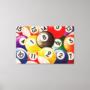 Billiards Collage Triptych Canvas Afdruk