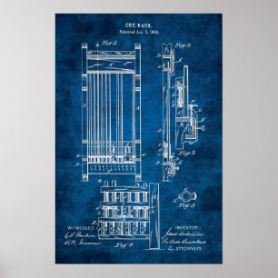 Billiards Cue Rack Patent Art #13 Pool Decor Poster