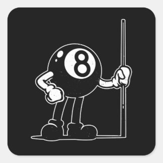 Billiards Cue Sports 8-Ball Cartoon Vierkante Sticker