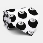Billiards Eight Ball on White Stropdas (Opgerold)