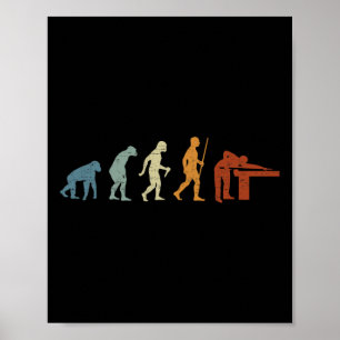 Billiards Evolution Billiard Player Retro Vintage Poster