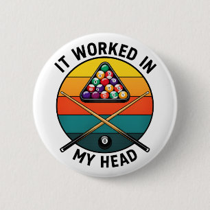 Billiards Humor Vintage Biljartspeler Citaat Desig Ronde Button 5,7 Cm
