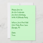BILLIARDS ~ INVITATION À LA FÊTE DE POOL ~EZ POUR  (Dos)