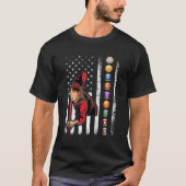 Billiards Lover Retro American Flag Billiards 4e T-shirt (Voorkant)