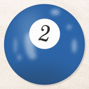 Billiards nr. 2 bal ronde kartonnen onderzetter